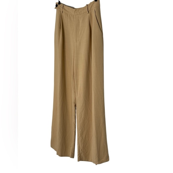Zara Tan Wide Leg Pants size medium zipper fly - Picture 1 of 13
